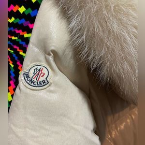 Moncler serifur down jacket white shimmer puffer coat